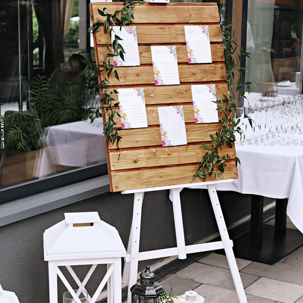Custom Seating Plan Table Cards - Our Summer Collection features beautiful wedding stationery and signage with gentle summer colours, vibrant florals, and soft butter yellow text – perfect for adding a fresh, romantic feel to your special day.