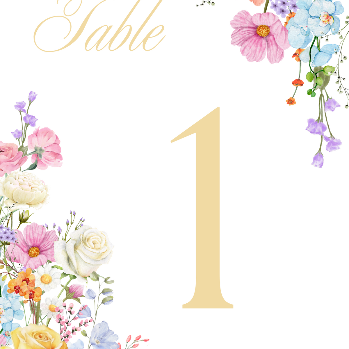 Summer wedding table number sign cards - Our Summer Collection features beautiful wedding stationery and signage with gentle summer colours, vibrant florals, and soft butter yellow text – perfect for adding a fresh, romantic feel to your special day.