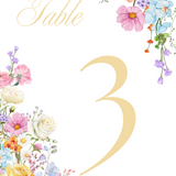 Summer wedding table number sign cards - Our Summer Collection features beautiful wedding stationery and signage with gentle summer colours, vibrant florals, and soft butter yellow text – perfect for adding a fresh, romantic feel to your special day.