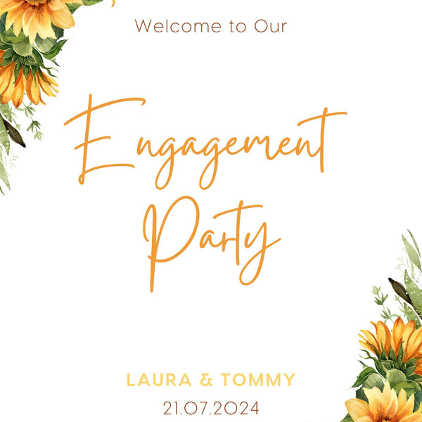Sunflowers Floral Engagement Party Sign