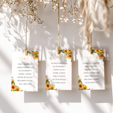 Custom Wedding Seating Plan Cards A5 or A6 – Elegant A5 or A6 wedding seating plan cards printed on 350gsm cardstock, featuring table numbers and guest names.