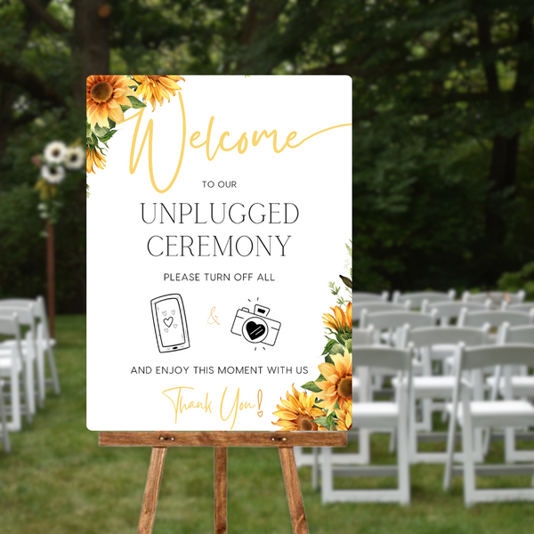 Sunflowers Floral Unplugged Ceremony Sign