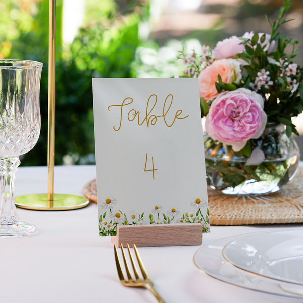 daisy floral table numbers - customised wedding table numbers in daisy design