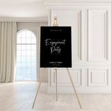 timeless black engagement party sign | personalised engagement party welcome board
