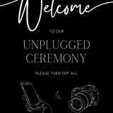 timeless black unplugged ceremony wedding sign - which black wedding signage for an unplugged wedding ceremony.