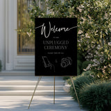 timeless black unplugged ceremony wedding sign - which black wedding signage for an unplugged wedding ceremony.