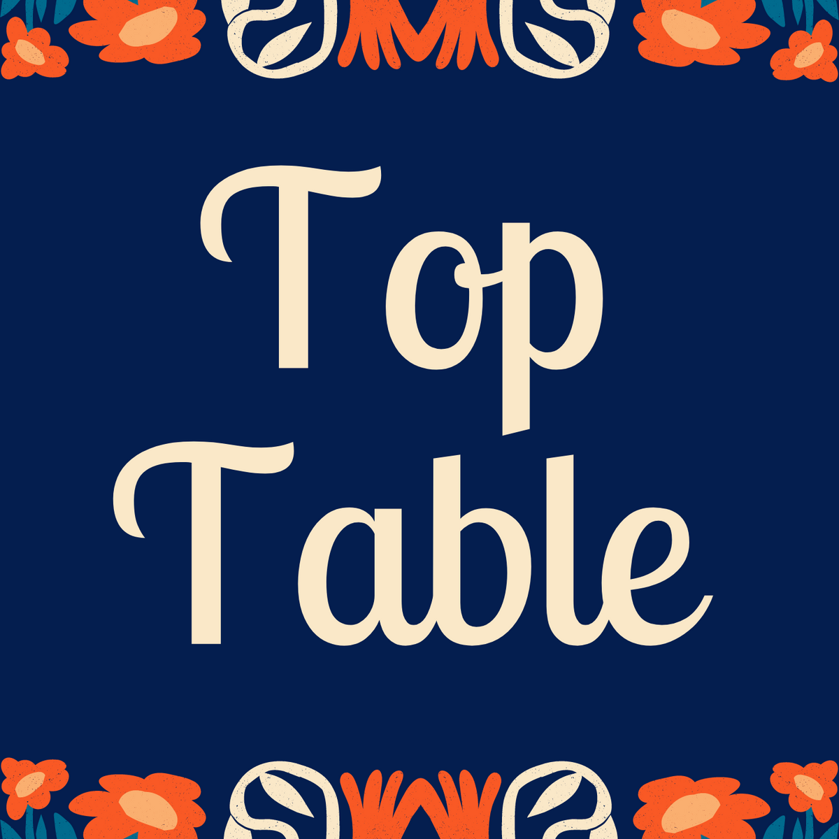 retro navy wedding table numbers - affordable personalised wedding signs