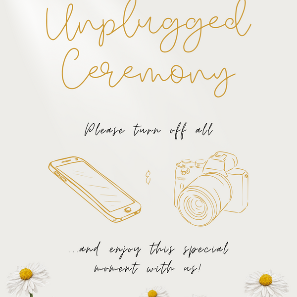 Daisy floral unplugged ceremony sign for wedding - customised wedding unplugged ceremony sign