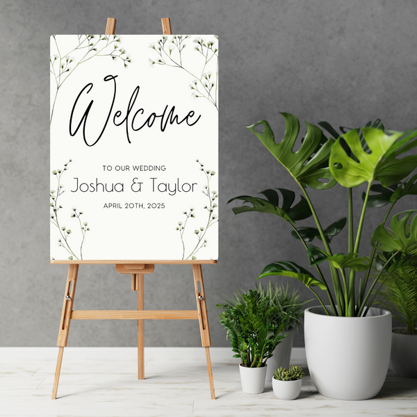 Baby's Breath Floral Welcome Sign