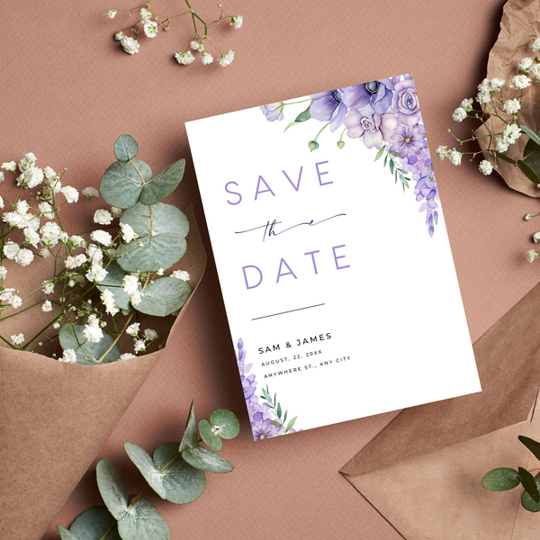 Lilac & Lavender Floral Save The Date