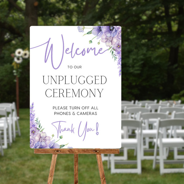 Lilac & Lavender Floral Unplugged Ceremony Sign