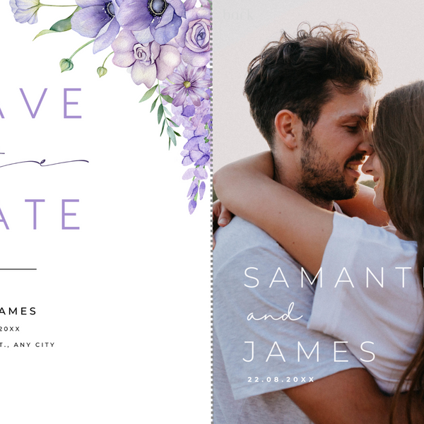 Lilac & Lavender Floral Save The Date