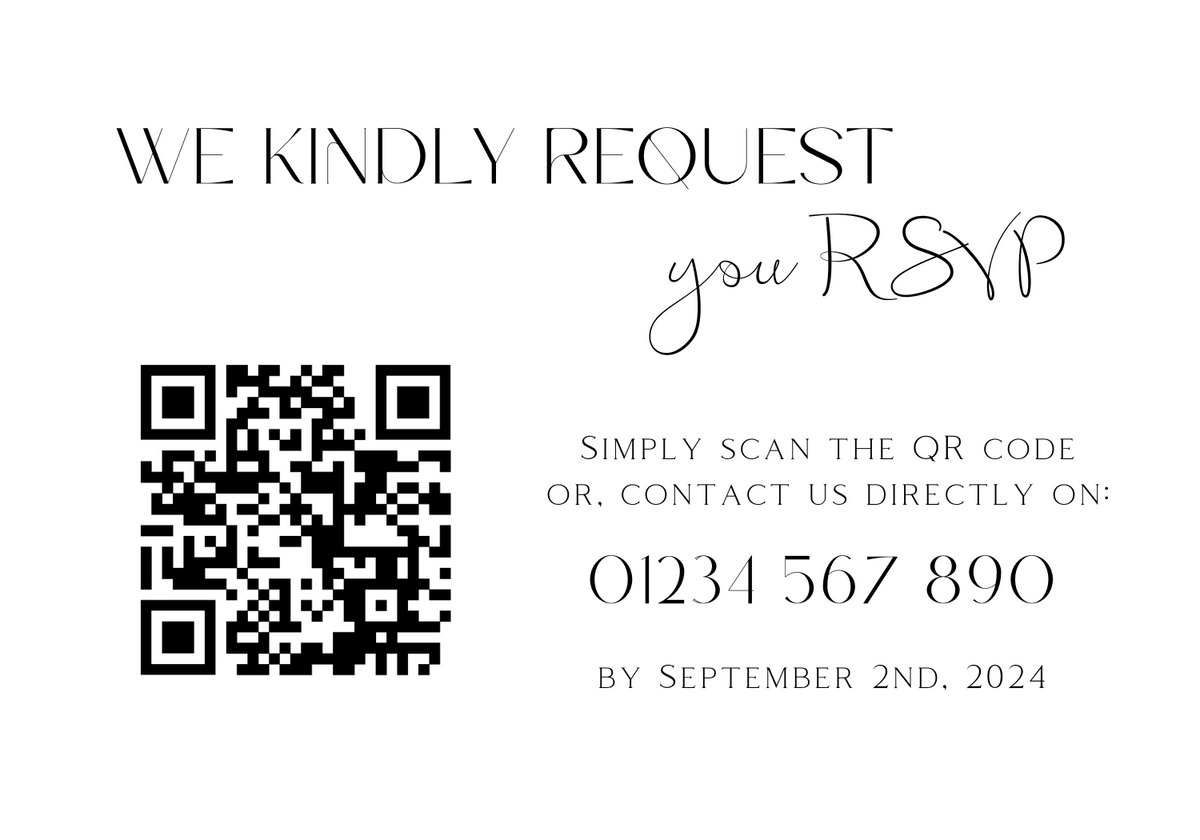 Monochrome QR Code RSVP for wedding - winter wedding RSVP cards - custom RSVP cards