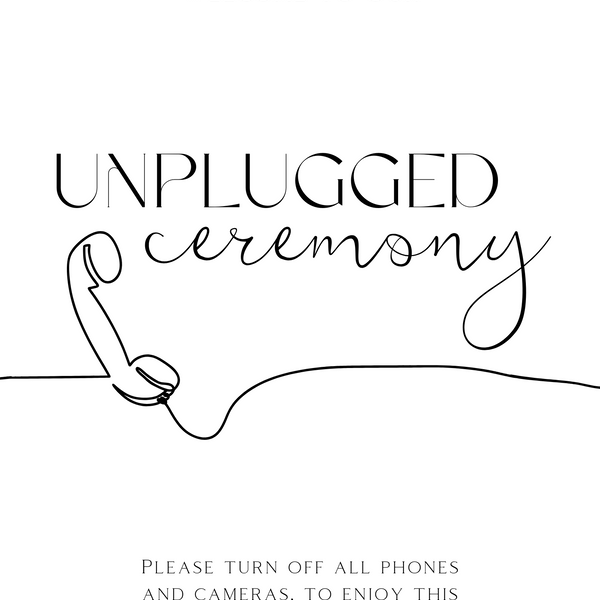 winter white unplugged ceremony wedding sign - unplugged wedding ceremony sign - custom winter wedding signage