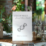 winter white love is sweet sign - wedding sweet table sign - love is sweet please take a treat sign for wedding
