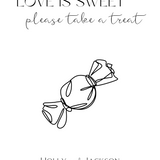 winter white love is sweet sign - wedding sweet table sign - love is sweet please take a treat sign for wedding