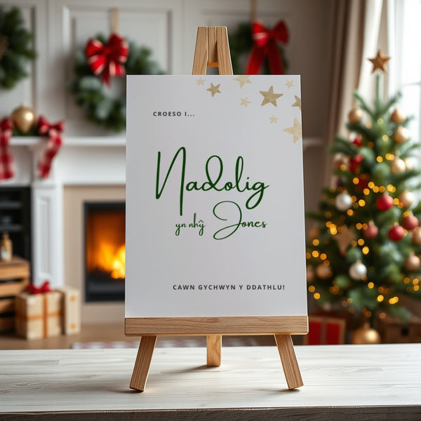 Christmas Welcome Sign - Cymraeg