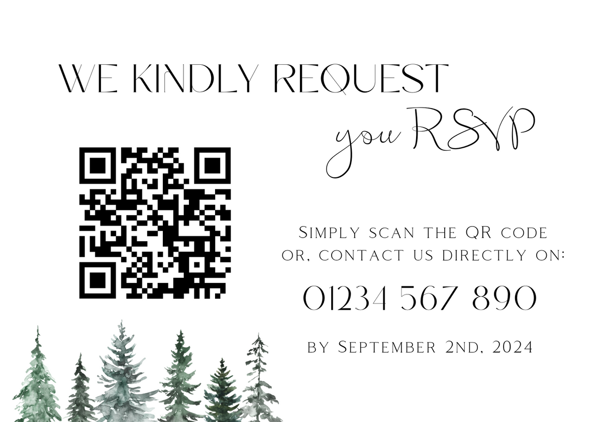 Monochrome Festive QR Code RSVP for wedding - winter wedding RSVP cards - custom RSVP cards
