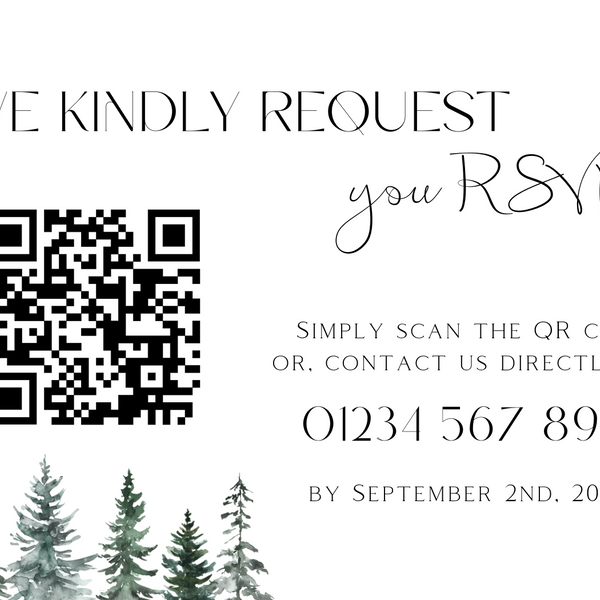 Monochrome Festive QR Code RSVP for wedding - winter wedding RSVP cards - custom RSVP cards