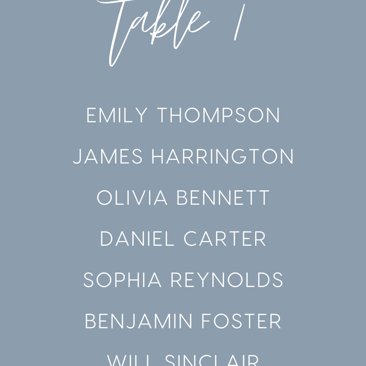 Custom Wedding Seating Plan Cards A5 or A6 – Elegant A5 or A6 wedding seating plan cards printed on 350gsm cardstock, featuring table numbers and guest names.