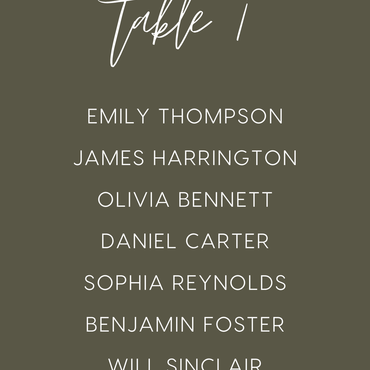 Custom Wedding Seating Plan Cards A5 or A6 – Elegant A5 or A6 wedding seating plan cards printed on 350gsm cardstock, featuring table numbers and guest names.