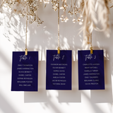 Custom Wedding Seating Plan Cards A5 or A6 – Elegant A5 or A6 wedding seating plan cards printed on 350gsm cardstock, featuring table numbers and guest names.