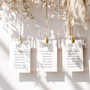 Custom Wedding Seating Plan Cards A5 or A6 – Elegant A5 or A6 wedding seating plan cards printed on 350gsm cardstock, featuring table numbers and guest names.