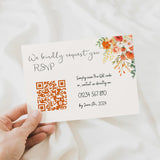autumn floral RSVP with QR code for wedding - customised wedding RSVP with QR Code