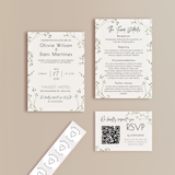 baby's breath wedding stationery essentials bundle - wedding stationery bundle customised - floral gypsophila wedding invites bundle with rsvp - personalised wedding invites rsvp bundle