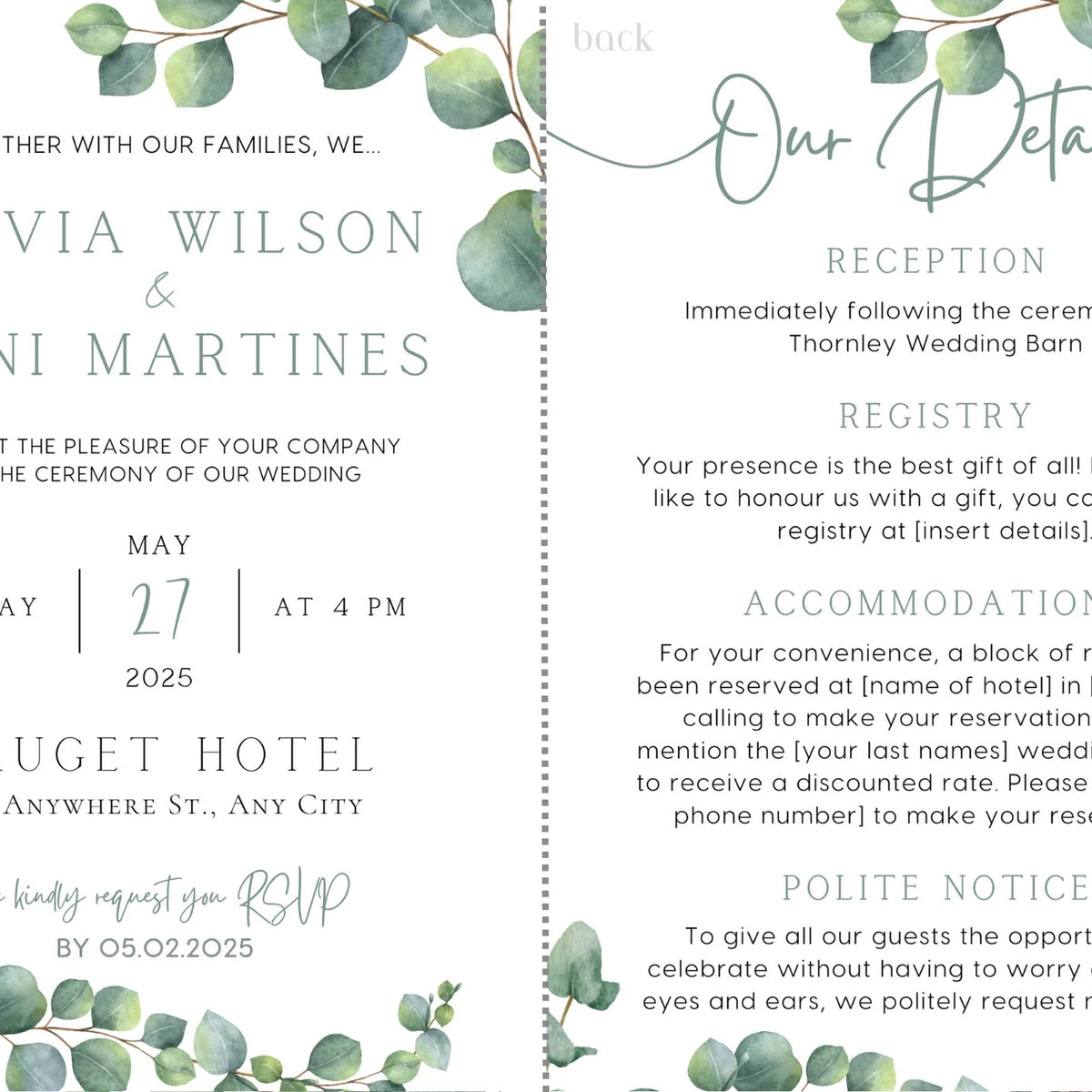 custom wedding invitations with eucalyptus - personalised wedding invites uk elegant - custom wedding invites fast delivery