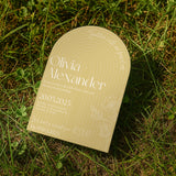 luxury arch shaped wedding invitations in butter yellow - fully personalised elegant wedding invitations premium