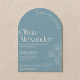 luxury arch shaped wedding invitations in sky blue - fully personalised elegant wedding invitations premium