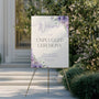 Lilac floral unplugged ceremony sign, in an elegant layout to impress your guests. Custom unplugged ceremony wedding board for unplugged wedding