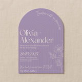 luxury arch shaped wedding invitations in lilac - fully personalised elegant wedding invitations premium