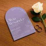 luxury arch shaped wedding invitations in lilac - fully personalised elegant wedding invitations premium