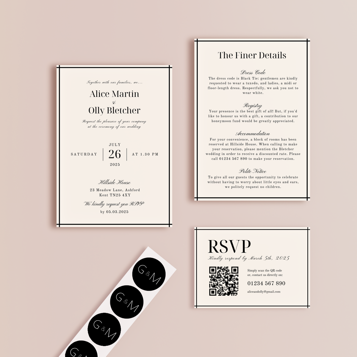 old money wedding stationery essentials bundle - wedding stationery bundle customised - wedding invites bundle with rsvp - personalised wedding invites rsvp bundle