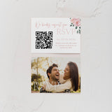 pink roses floral RSVP with QR code for wedding - customised wedding RSVP with QR Code
