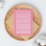wedding invitations front and back - playful pink & red wedding invites customised