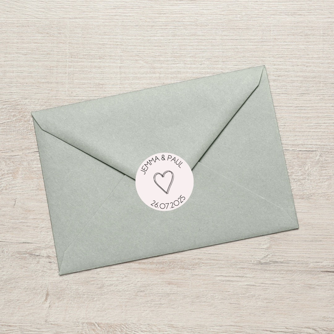 sketch heart envelope sticker seals personalised - wedding invitation suite with sticker seals customised