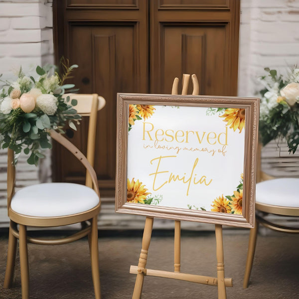 Sunflowers Floral Reserved In Memory Sign