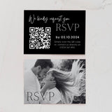 timeless black RSVP with QR code for wedding - customised wedding RSVP with QR Code