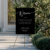 timeless black unplugged ceremony wedding sign - which black wedding signage for an unplugged wedding ceremony.