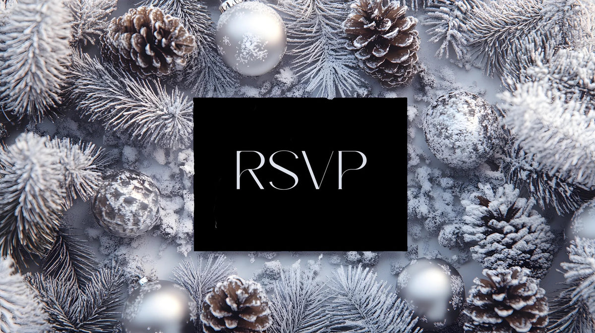 winter black RSVP with QR code for wedding - customised wedding RSVP with QR Code