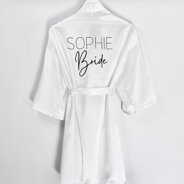 personalised bridal party robes - personalised satin robes for wedding party