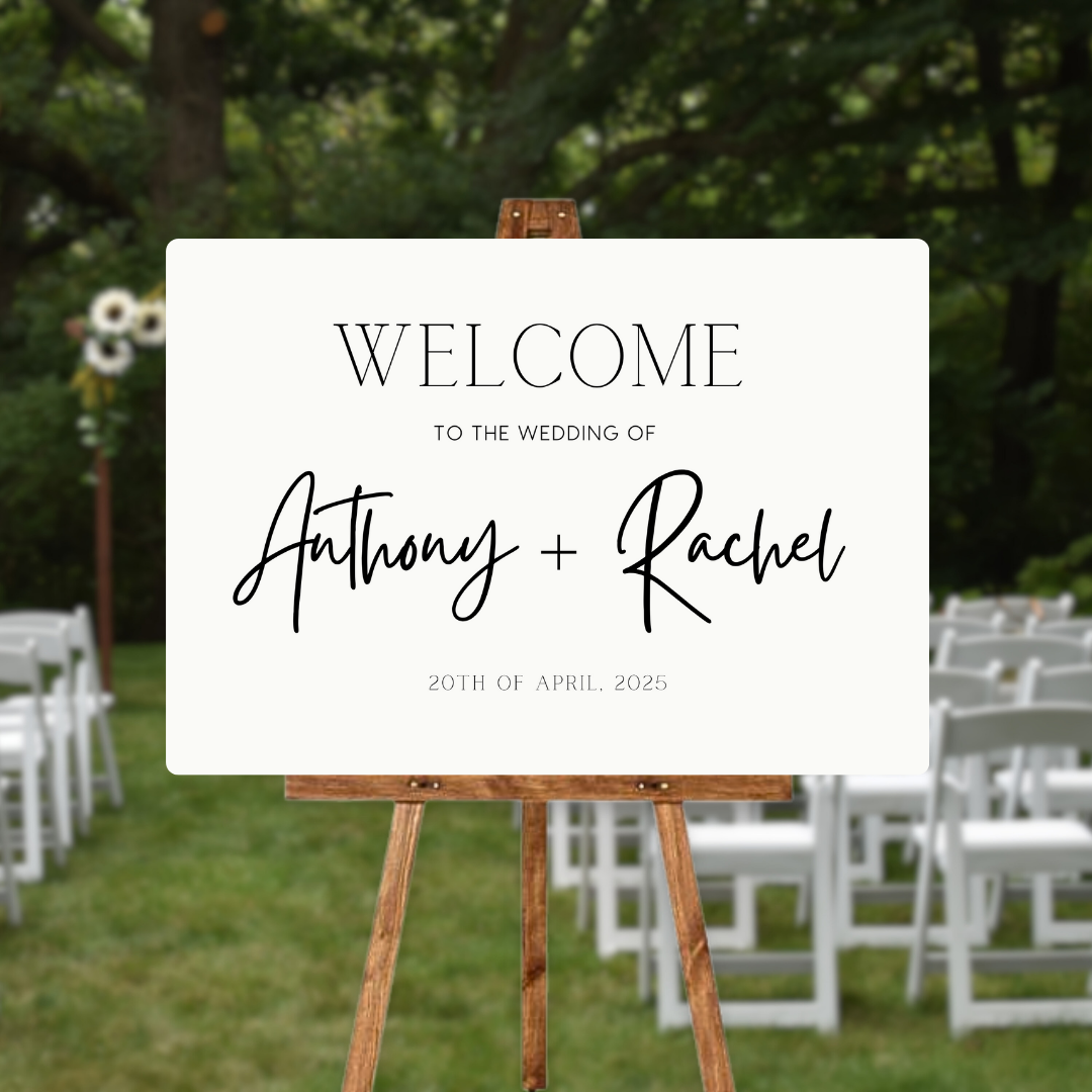 minimalist wedding welcome sign - affordable personalised welcome signs