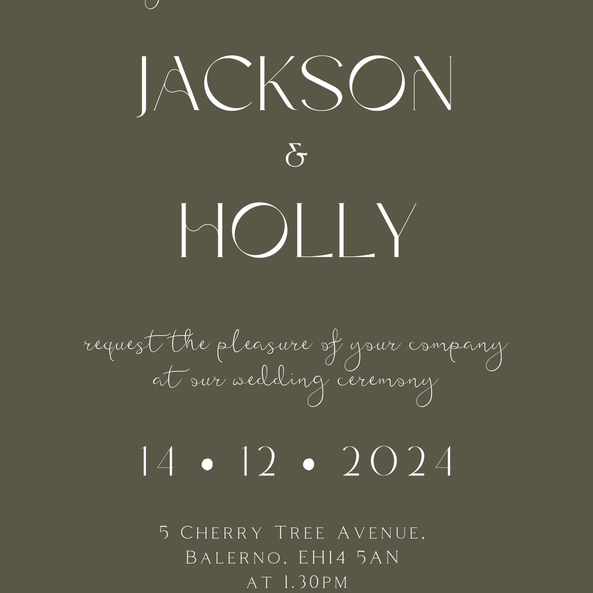 khaki wedding invites - custom wedding invites uk - personalised wedding invitations - winter wedding