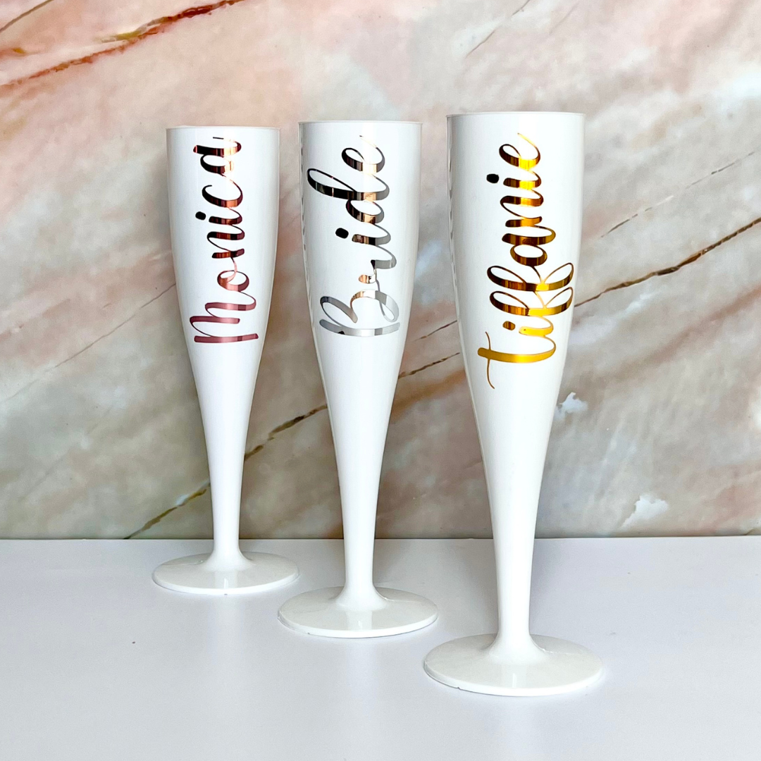 personalised flutes for hen party - customizable flutes for wedding celebrations