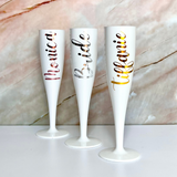 personalised flutes for hen party - customizable flutes for wedding celebrations