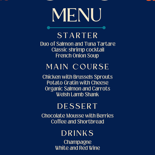 Retro Navy Wedding Menu