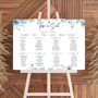 Blue floral seating plan sign for wedding - personalised wedding sign